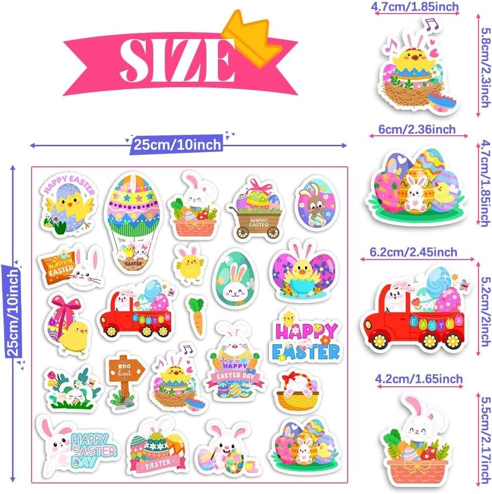 Realistic Window Gel Clings Decal Stickers for Kids Toddlers and Adults Happy Easter Decoration