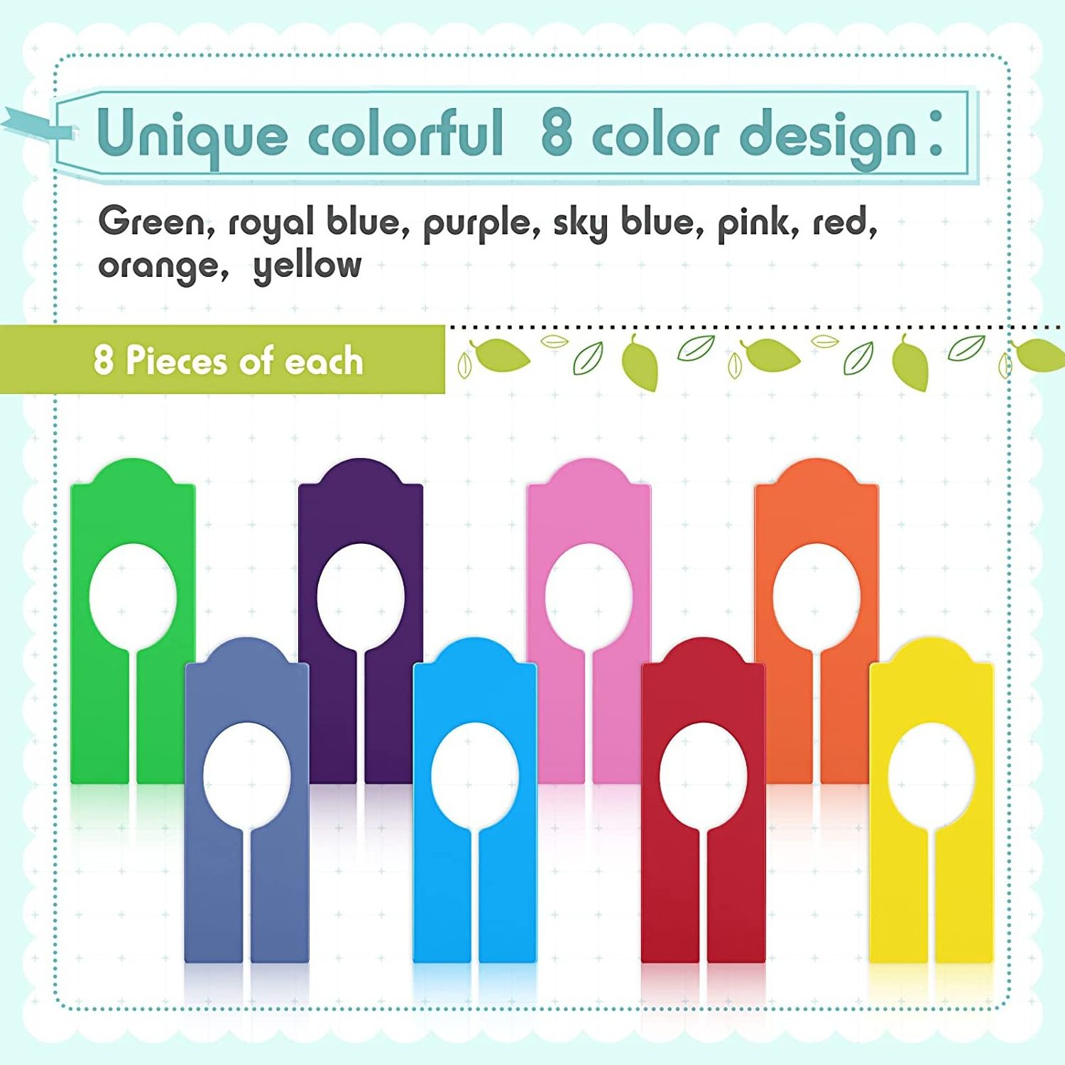 Reusable Writable Colorful Clothing Rack Dividers Hanging Closet Dividers Rectangular Closet Separators for Clothes