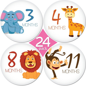 Happy Animal Sticker Per Month of Your Baby's First Year Growth and Holidays Month Sticker for Baby Boy or Girl Milestone