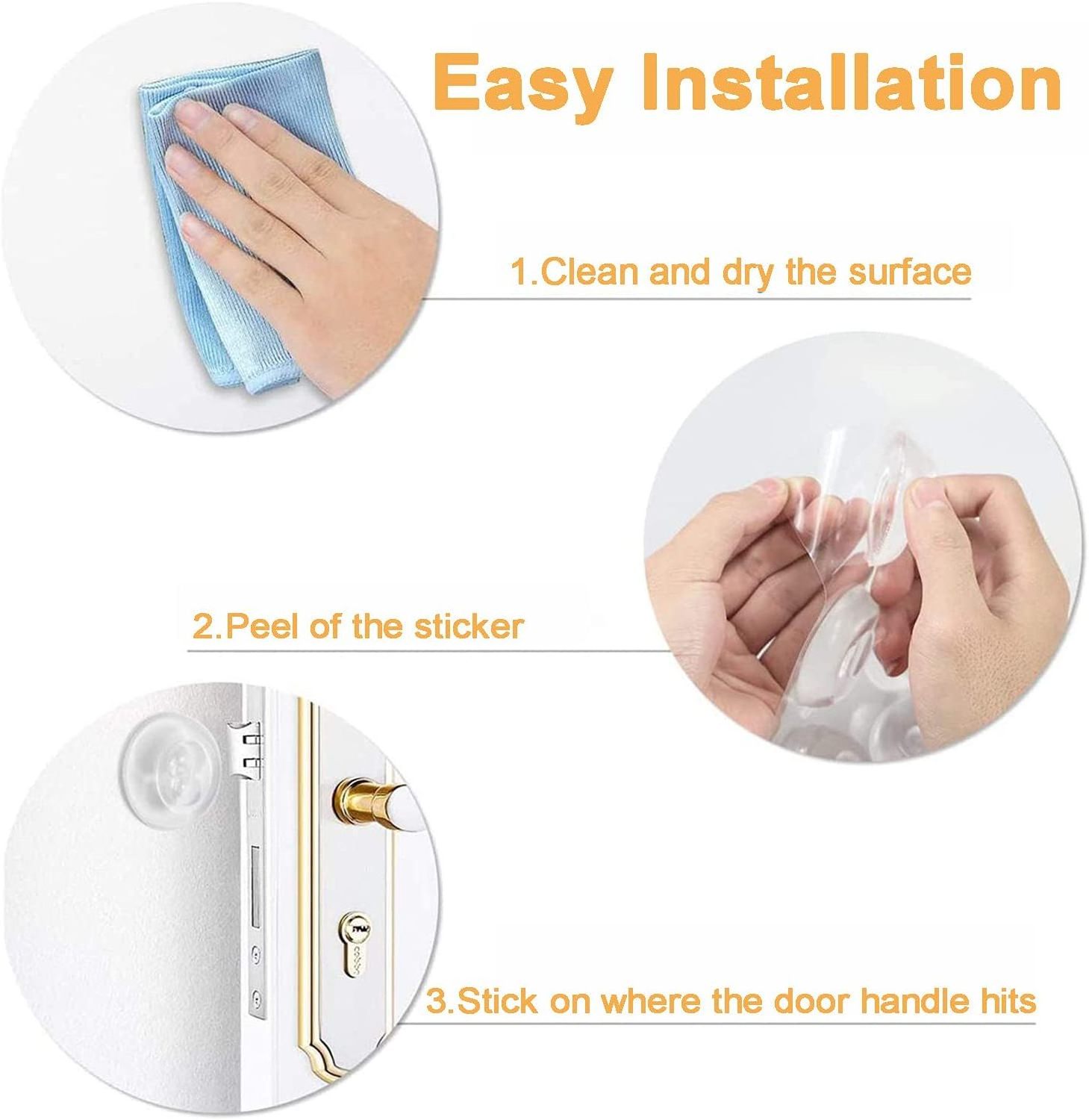 Adhesive Bumper Protector Shock Absorbent Wall Shield for Door Handle Rubber Door Stopper