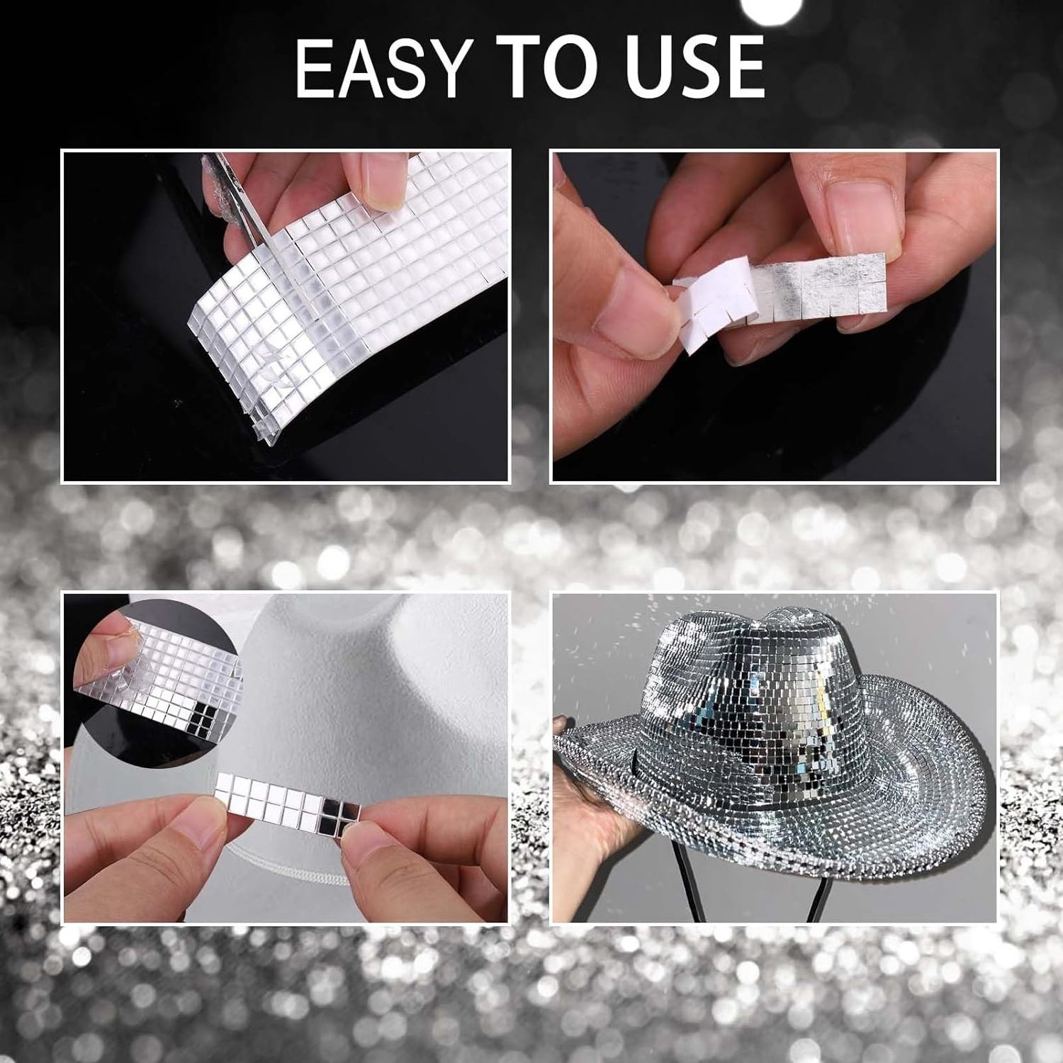 Acrylic Disco Ball Tiles Adhesive Mirrors Mosaic Tiles Real Glass Mini Square Mirror Stickers for DIY Craft Decoration