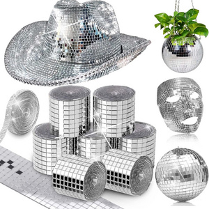 Acrylic Disco Ball Tiles Adhesive Mirrors Mosaic Tiles Real Glass Mini Square Mirror Stickers for DIY Craft Decoration