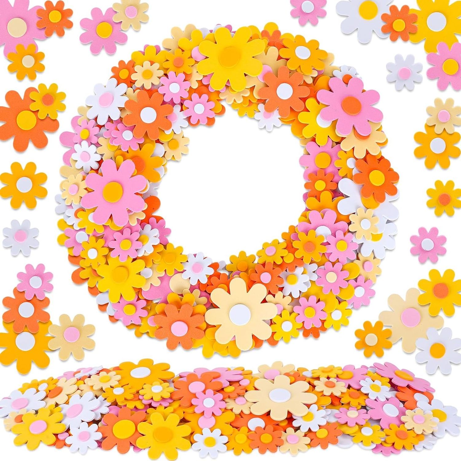 Groovy Hippie Daisy Foam Decals Boho Floral Adhesive Classroom Reward Sticker Decor for School