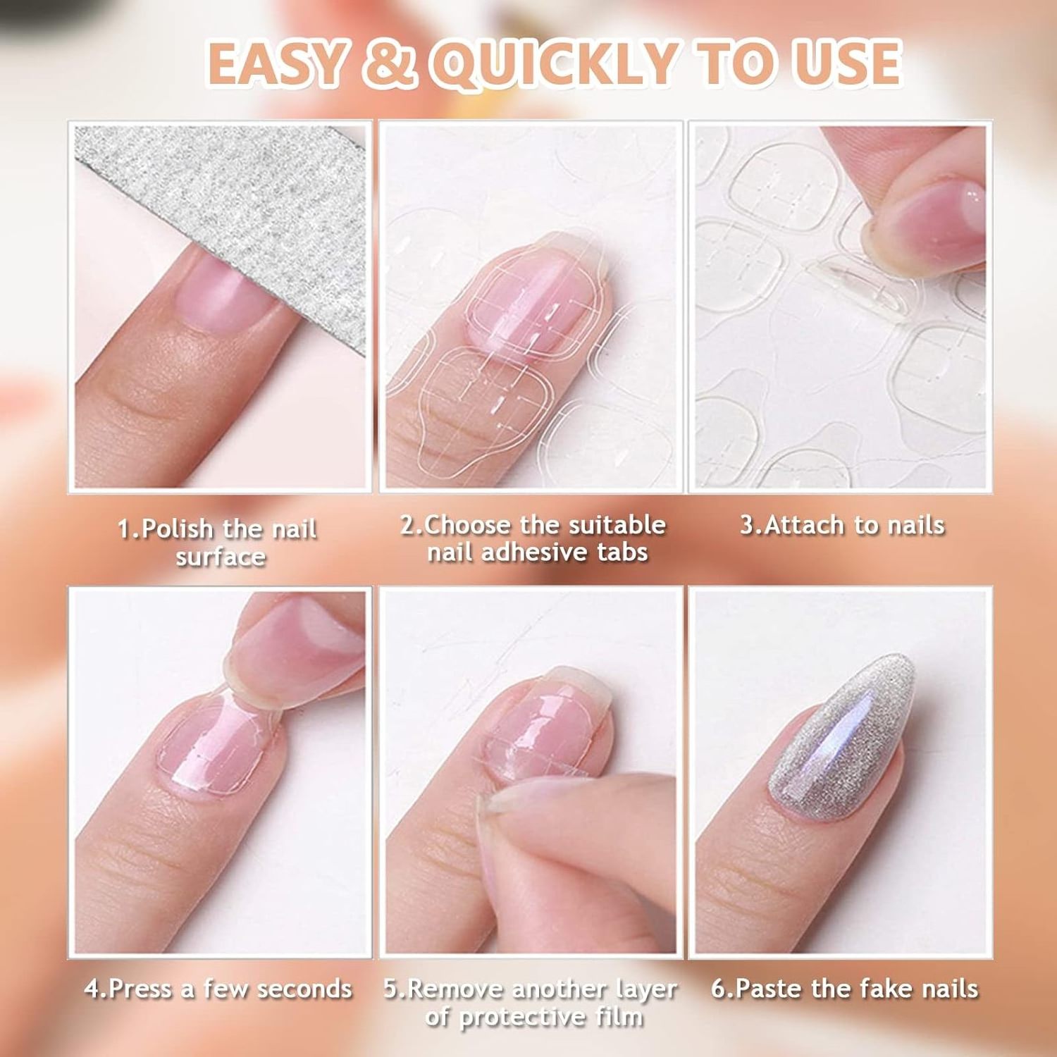 Nail Glue Sticker Waterproof Breathable Glue Tabs Double Side Super Sticky Fake Nail  Sticker