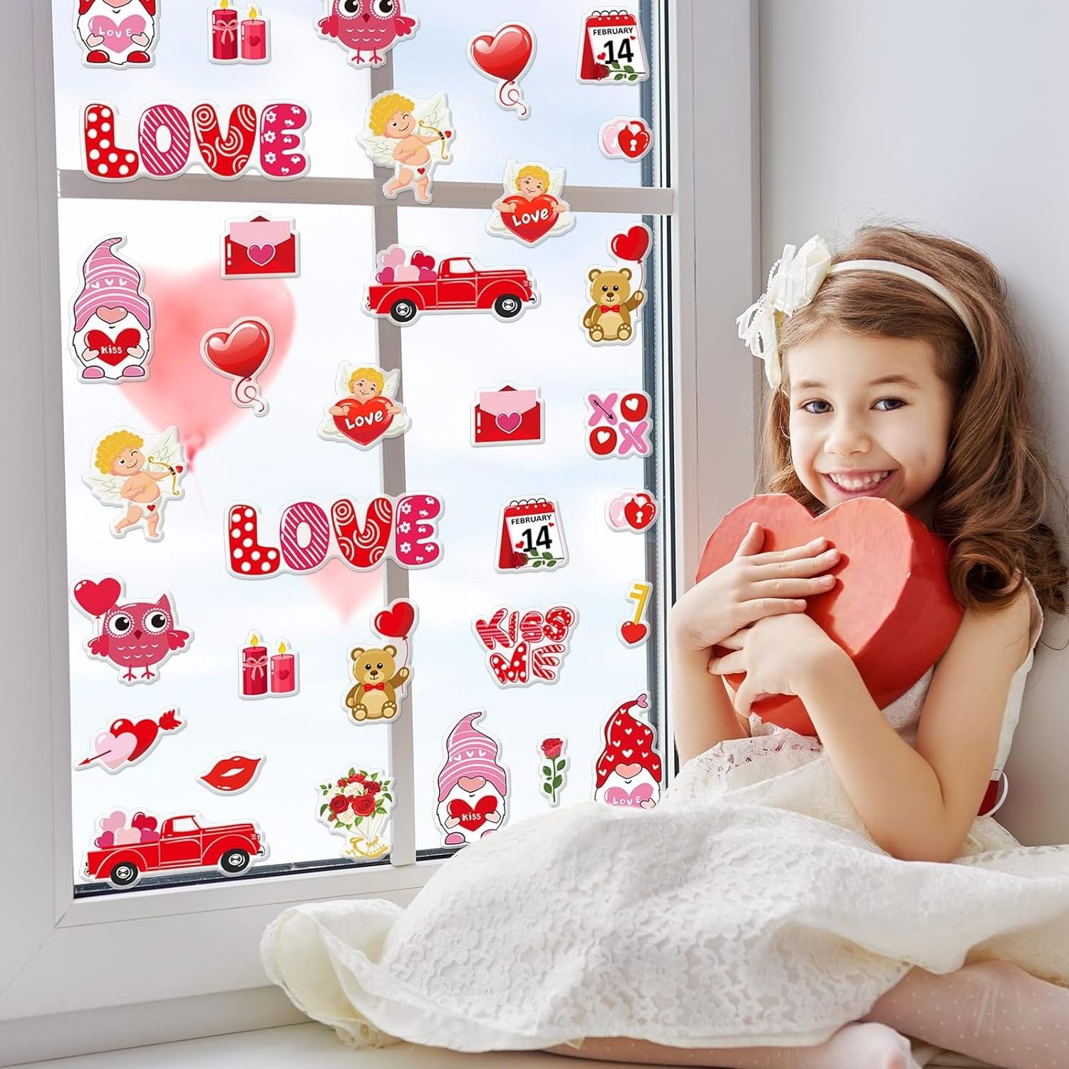 Valentine's Day Thick Gel Clings Valentine's Day Window Gel Clings for Party Decoration