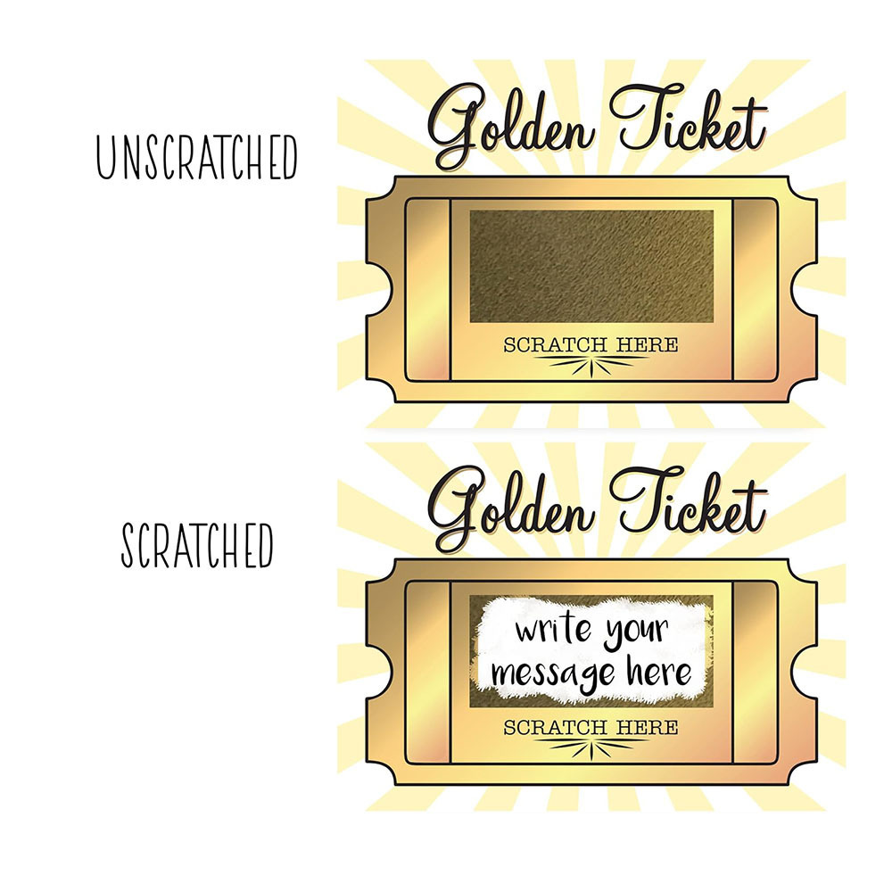 Golden Ticket Make Your Own Scratch Off Tickets Stickers for Small Business Prizes Games Promotion Party Favors and Note Cards