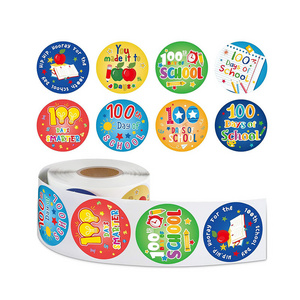 100th Day Smarter Sticker School Teacher Incentive Sticker Perforated Line Sticker Roll for Kids Kindergarten Party Decoration