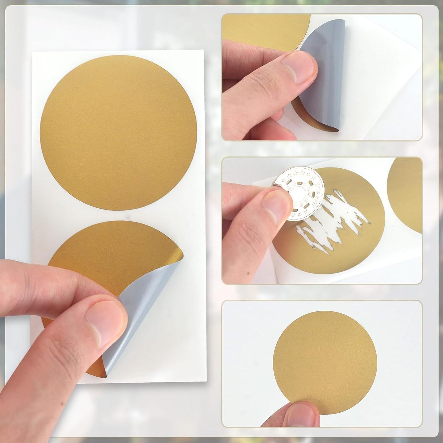 Round Gold Peel and Stick Adhesive Scratch off Labels for Tickets Promotional Games