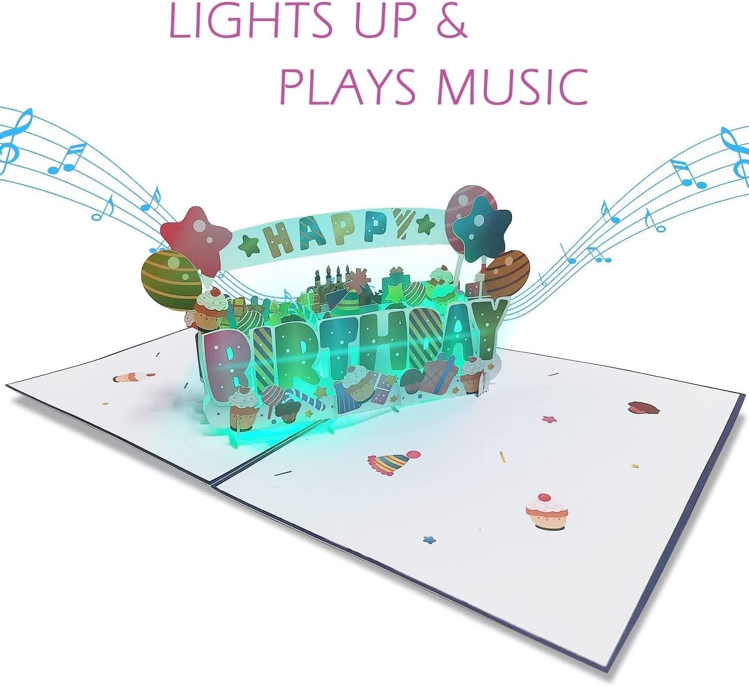 Popular 3D Music Light Happy Birthday Card Greeting Cards for Kids Family Friends Birthday Card