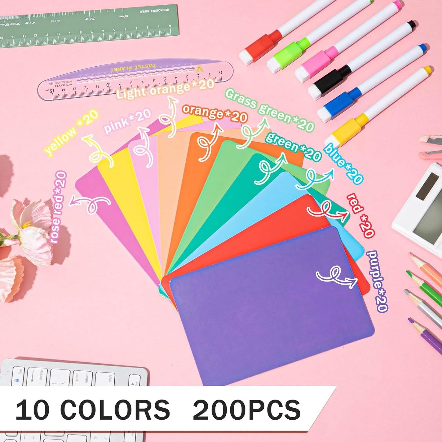 Colored Blank Index Cards To Do List Dry Erase Blank Flash Cards Reusable School Note Card