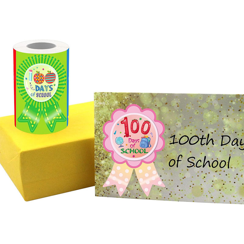 Colorful 100th Days of School Badge Stickers Motivational Reward Sticker Classroom Educational Learning Activities School