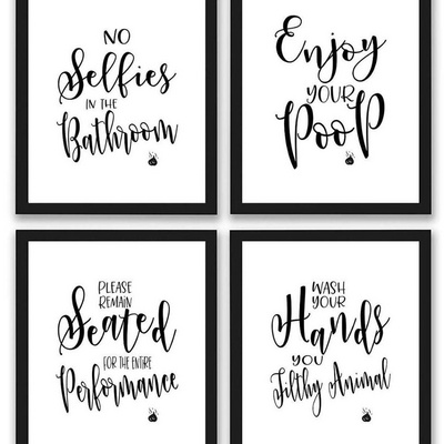 Inspirational Quotes Wall Art Premium Card Stock Sayings Motivational Posters For Bathroom