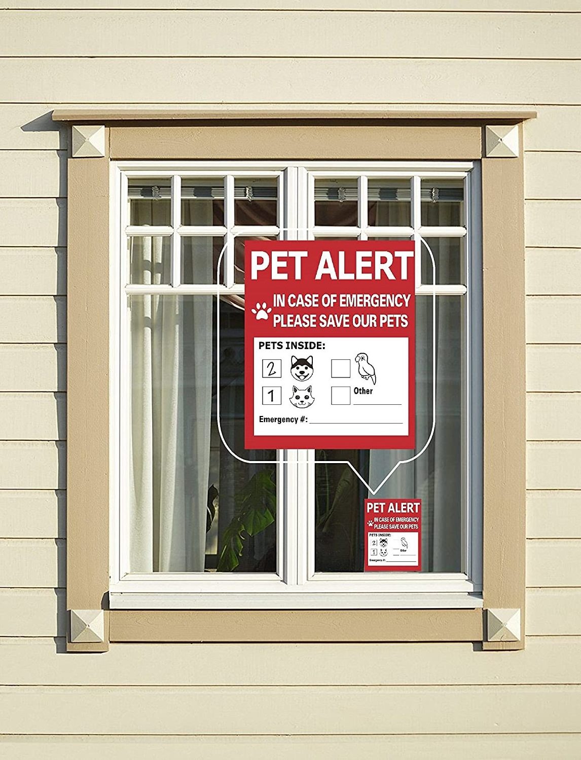 Pet Alert Sign Save Our Pets Rescue Fire Firefighter Police Rescue Dogs Cats Sticker for Windows Doors Sign