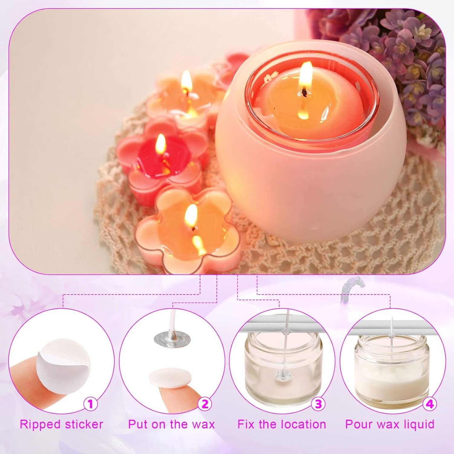 Candle Wick Stickers Making Candle Sticker Heat Resistance Hot Wax Wick Stickers for Candle Making