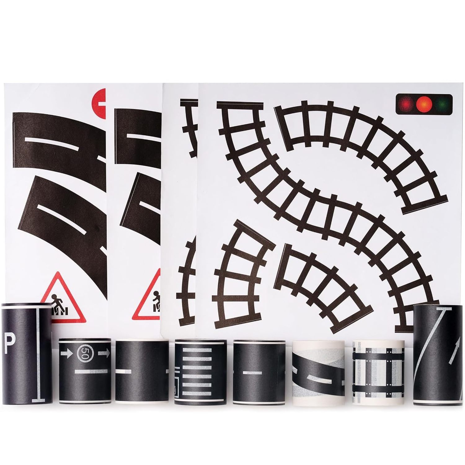 Play Road Tape for Toy Cars and  Trains Black Tape Packing Traffic Signs Tape Stick to Floors and Walls