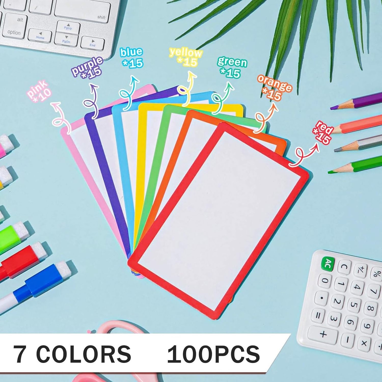 Laminated Blank Card School Dry Erase Index Cards Reusable Note Flash Sheets Game Cards for Office