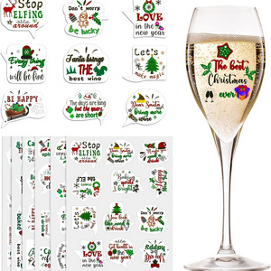 Christmas Wine Glass Stickers Christmas Wine Glass Drink Markers Charms Reusable Funny Xmas Wine Stickers for Party Decorations