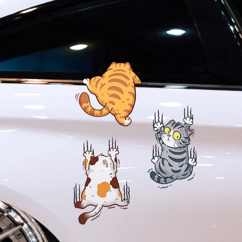 Environmental Scratch Cat Vinyl Car Sticker Three Cats Scratch Cover Funny Bumper Decal for Auto Truck Motorcycle Wall Window