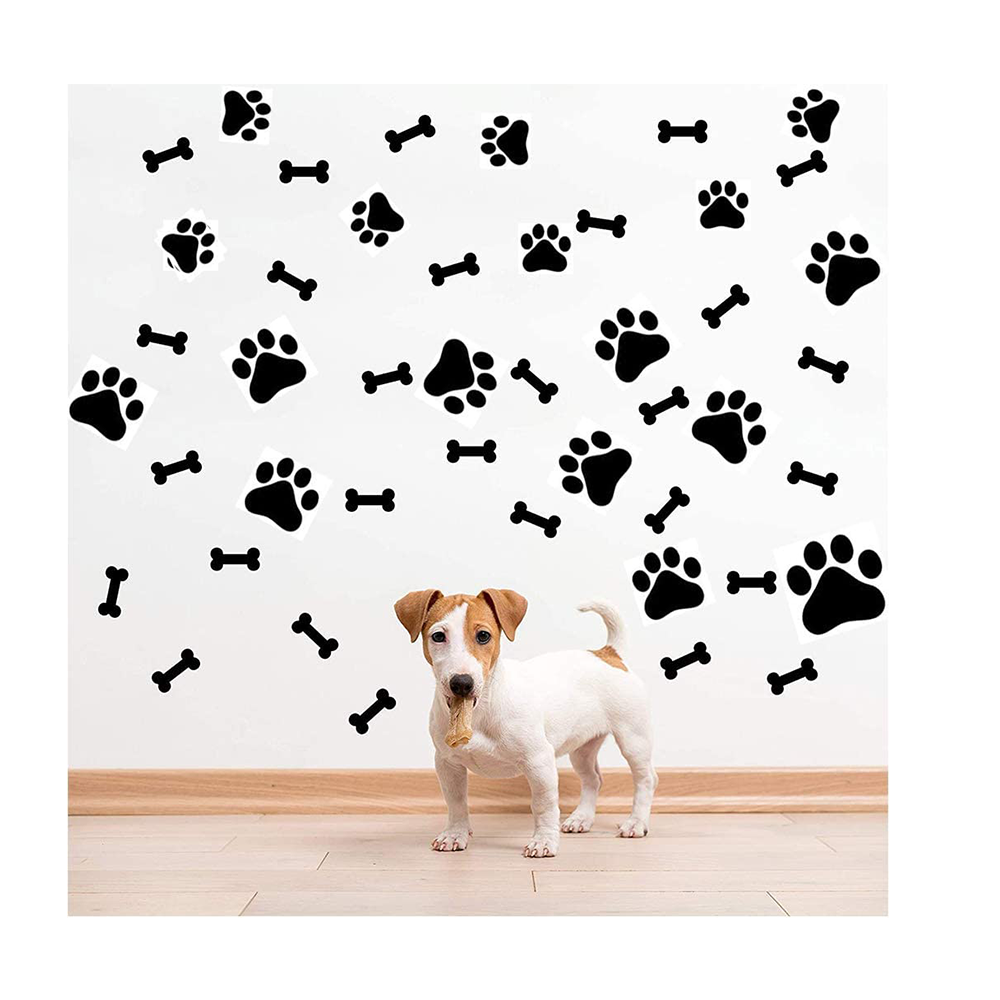 Self Adhesive packaging Dog Paw Print Stickers and Dog Bones Stickers Decorations Wall Floor Windows Decal Sticker for Kids Room