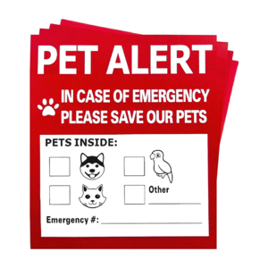 Pet Alert Sign Save Our Pets Rescue Fire Firefighter Police Rescue Dogs Cats Sticker for Windows Doors Sign