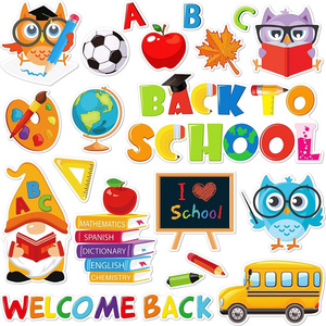 Back to School Thick Gel Clings Welcome Back Window Gel Decals Gnome Owl School Bus Gel Stickers  for School