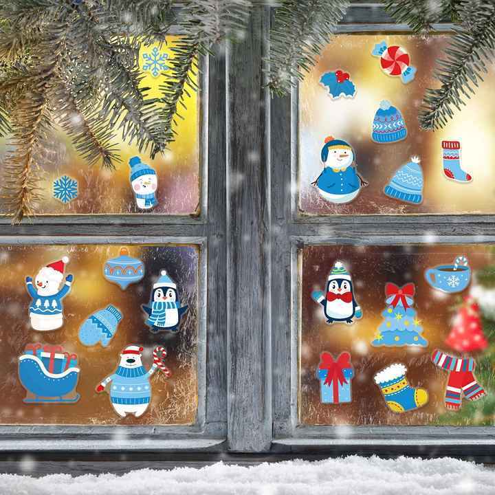 Christmas Window Gel Clings Decals Stickers for Kids Toddlers