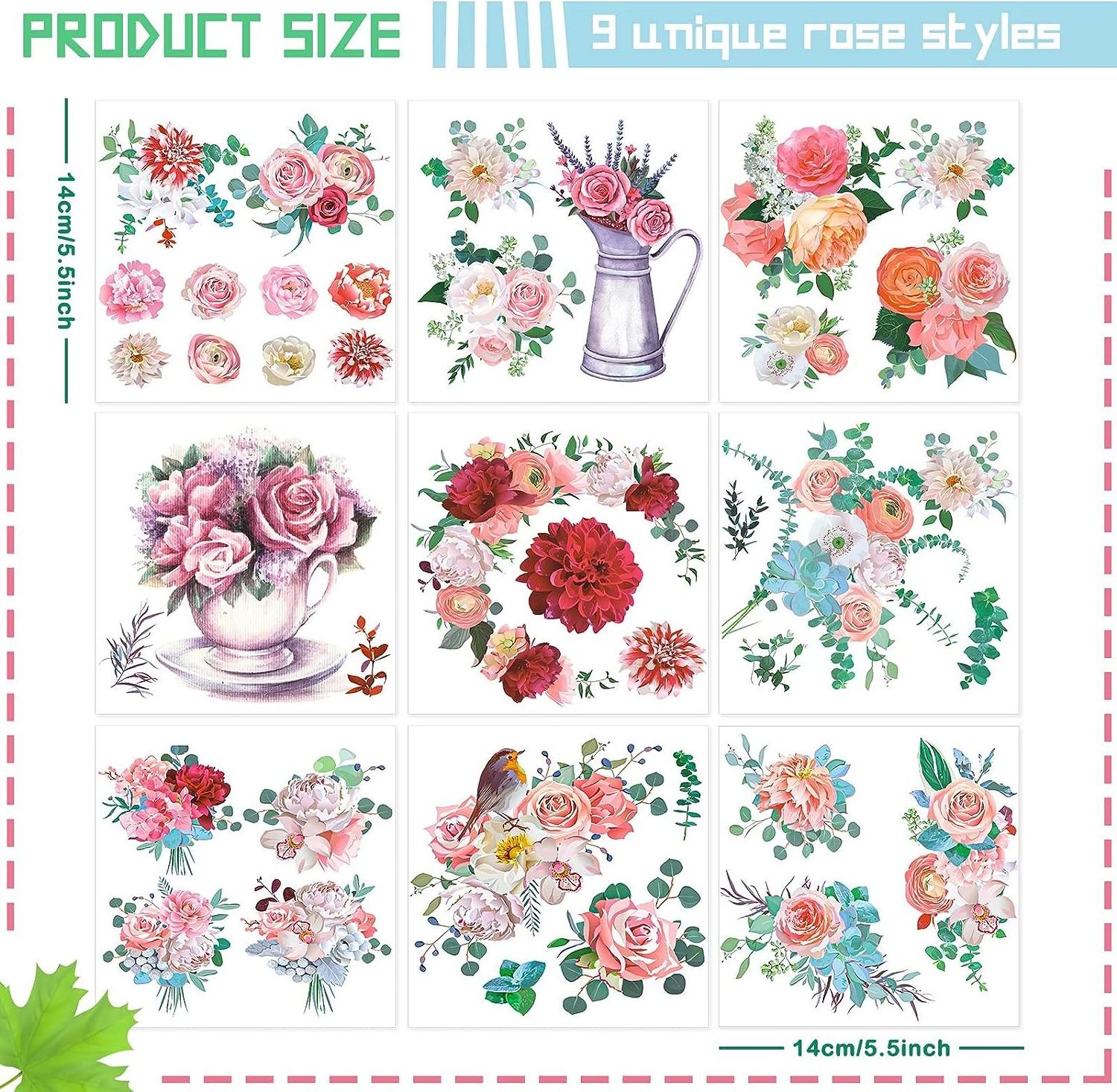 Rose Rub on Transfer Decals Rustic Rose Flower Rub on Furniture Floral Rub on Transfer Decal Sticker for Furniture  Wood Decor