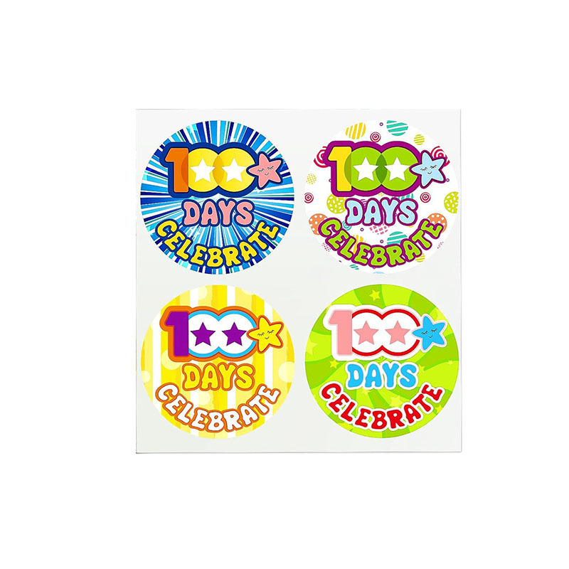 Self Adhesive 100 Days Celebrate Badge Vinyl Stickers  Kids Teacher Reward Gifts Classroom Kindergarten School Party Decoration