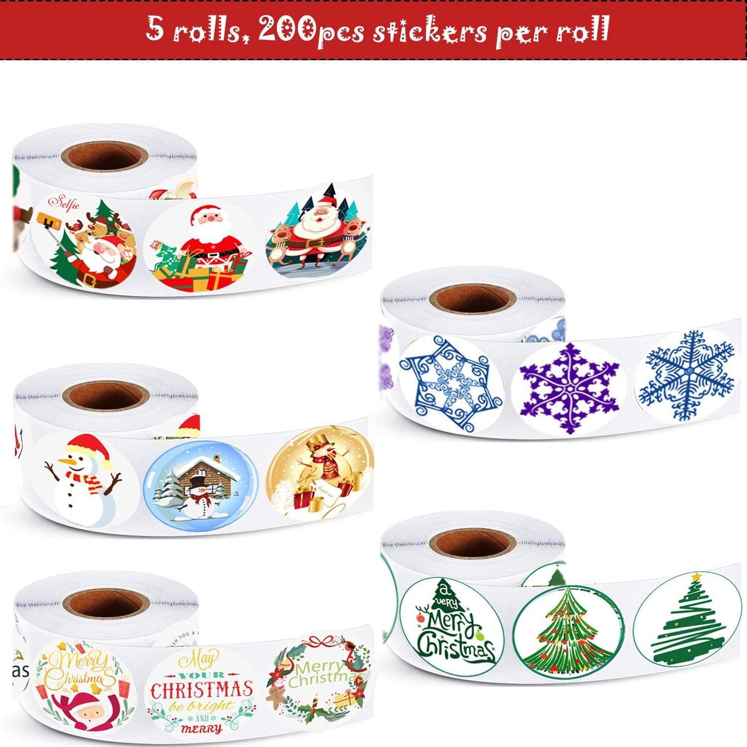 Christmas Holiday Stickers Party Favors Santa Christmas Tree Snowflake Snowman and Merry Christmas Stickers for Party Favor