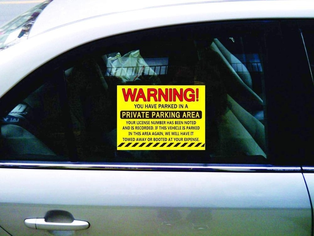 Car parking infraction warning stickers, 50 units, illegal parking trailer fluorescent stickers, 7.5 x 5.5 in