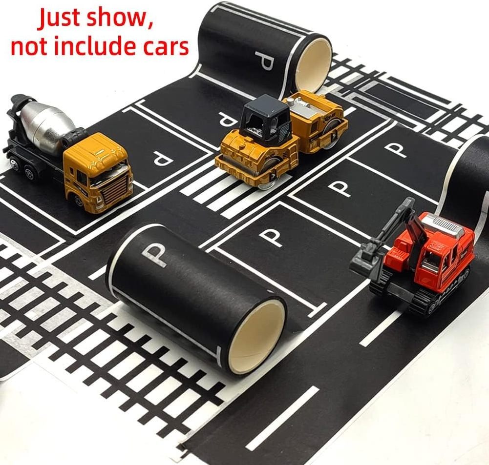 Play Road Tape for Toy Cars and  Trains Black Tape Packing Traffic Signs Tape Stick to Floors and Walls