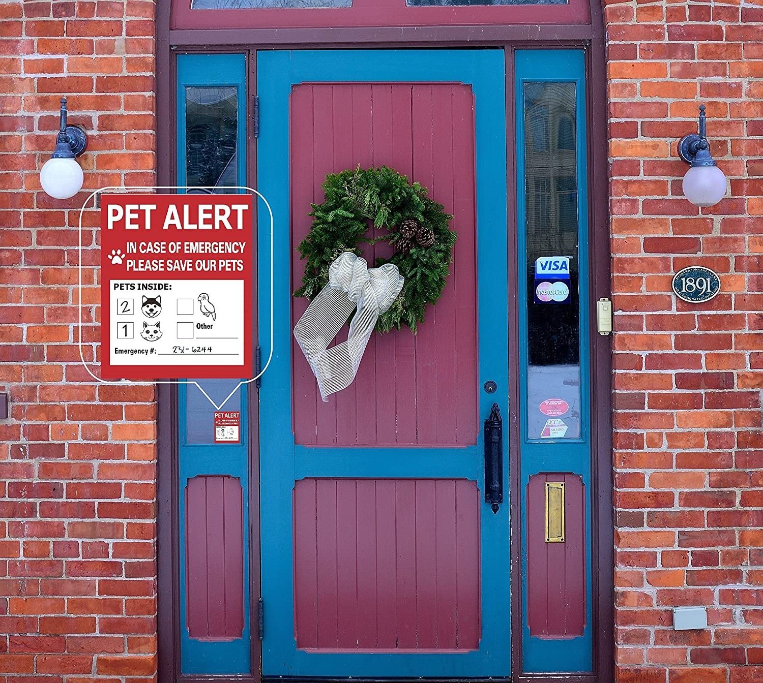 Pet Alert Sign Save Our Pets Rescue Fire Firefighter Police Rescue Dogs Cats Sticker for Windows Doors Sign