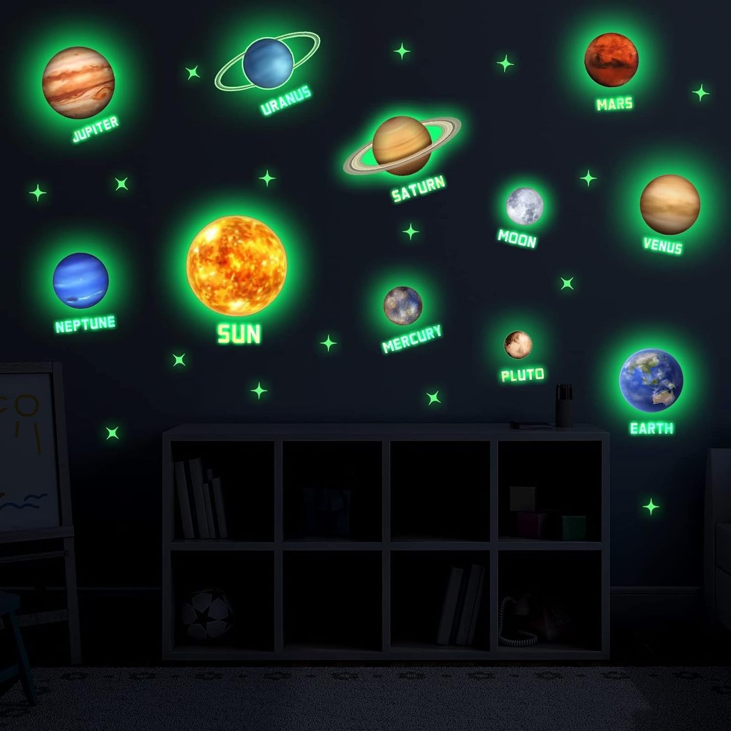 Glow in The Dark Sticker for Ceiling Wall Decal Bright Planet Nursery Wall Sticker for Kids