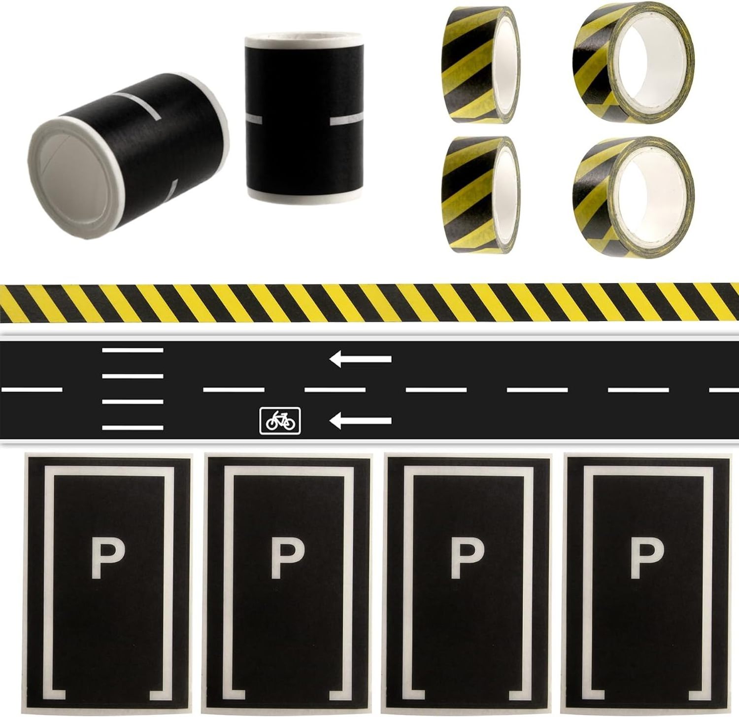 Play Road Tape for Toy Cars and  Trains Black Tape Packing Traffic Signs Tape Stick to Floors and Walls