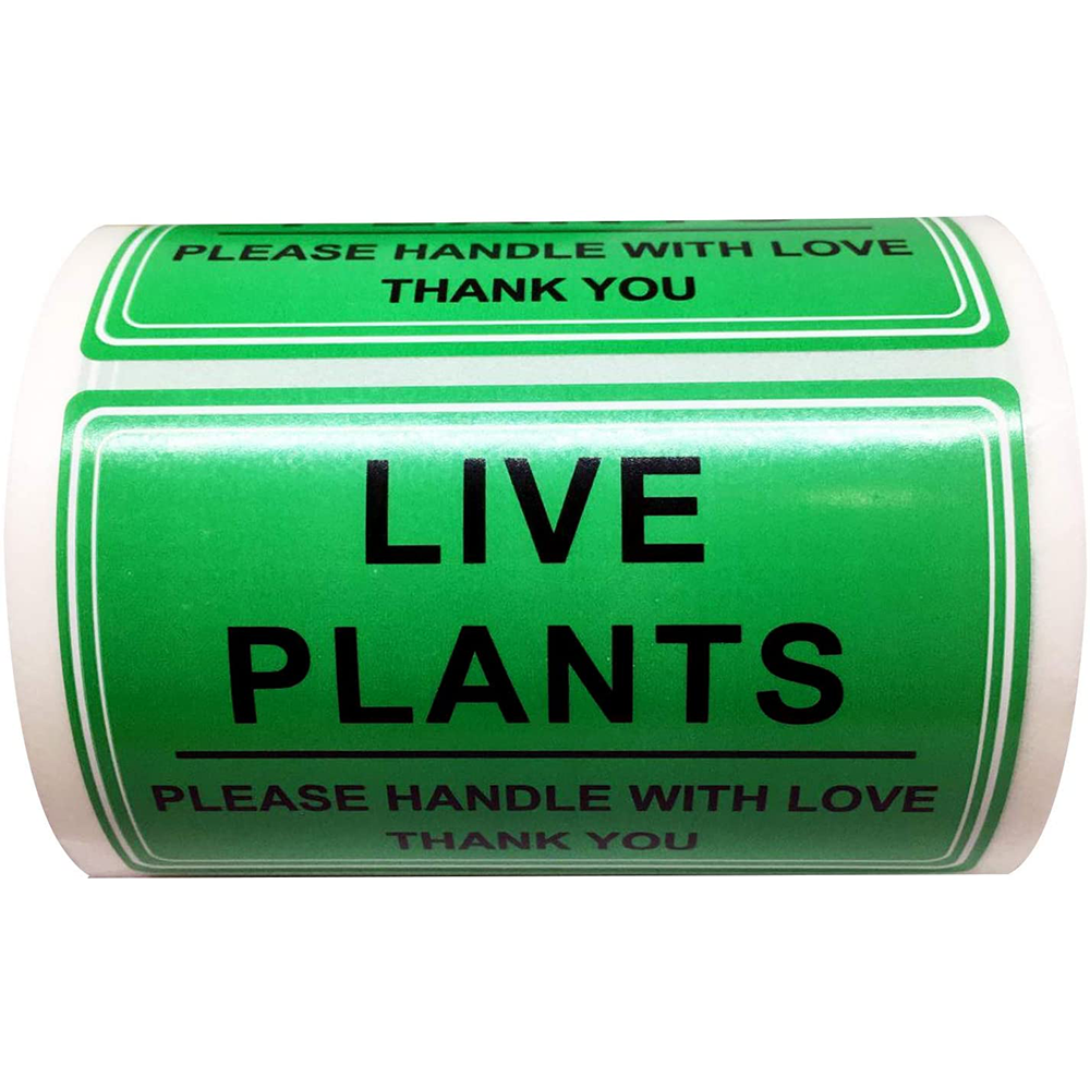 Custom Green Live Plants Please Handle with Love Fragile Shipping Labels Stickers