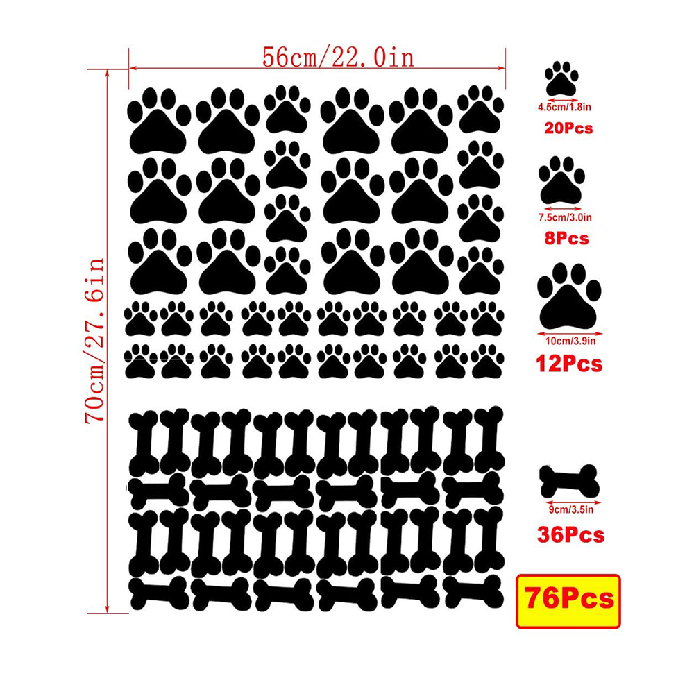 Self Adhesive packaging Dog Paw Print Stickers and Dog Bones Stickers Decorations Wall Floor Windows Decal Sticker for Kids Room