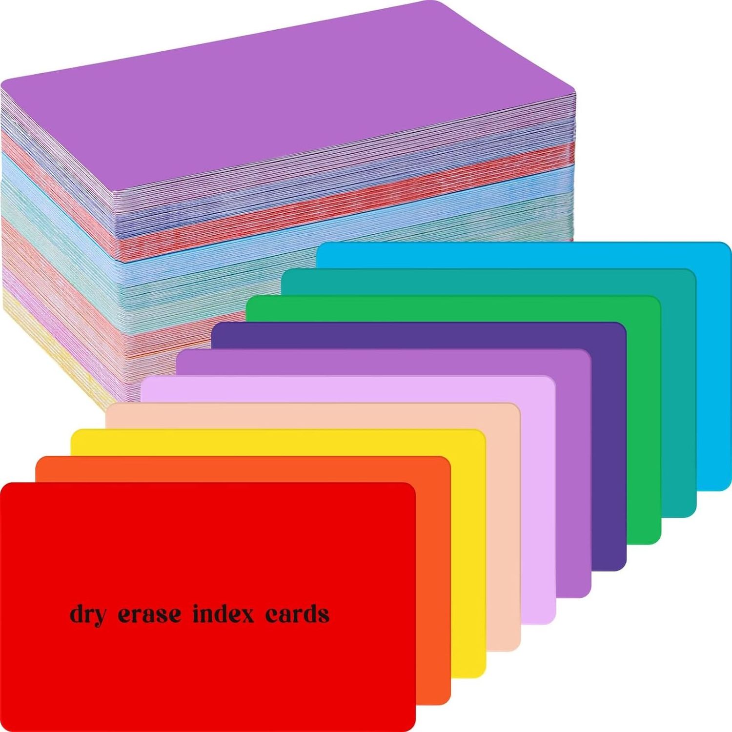 Colored Blank Index Cards Dry Erase Card Reusable Blank Flash Cards for School Office