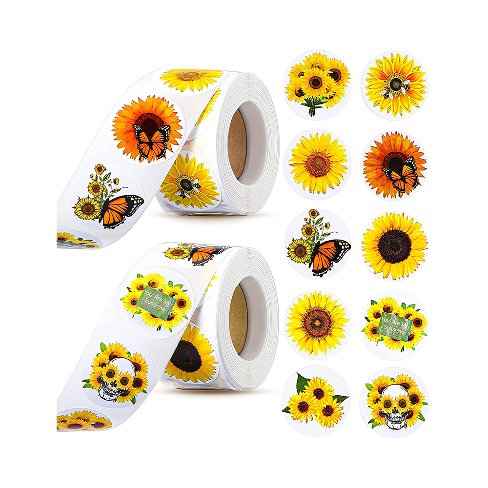 Sunflower Stickers Labels with 10 Sunflower Patterns Self Adhesive Seals Decals for Party Favor Thanksgiving Cards