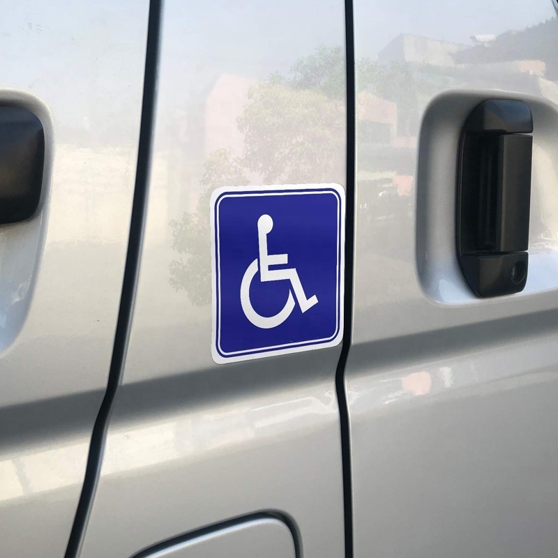 Access Sign Handicapped Disabled Sign | Self Adhesive Vinyl Decal Sticker | Pack of 4 Pcs