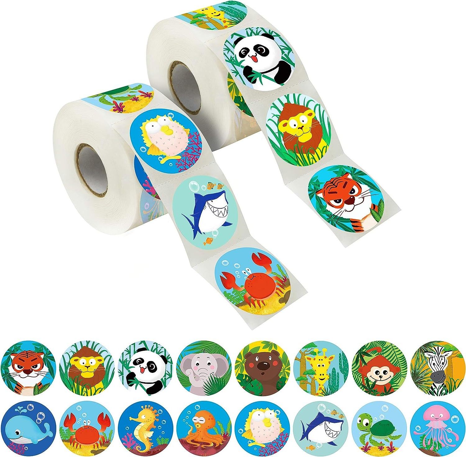 Realistic Zoo Animal Sticker Safari Animal Jungle r Roll for Kids Suitable for Classroom School Party Decoration Accessories