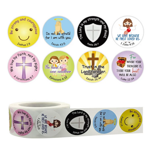 Roll Religious Sticker with Different Design for School Kids Church Bible Verse Sticker with Inspirational Quotes