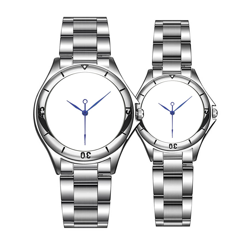 Couple Sublimation Blank Watches Blank Dial White Watch Disassembled Spare Parts Shipping Stainless Steel Band