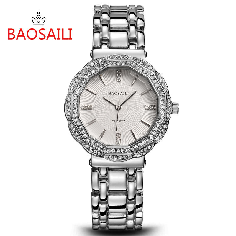 BAOSAILI Brand diamond Imitation Womens Watch Gold Quartz Wrist Watch