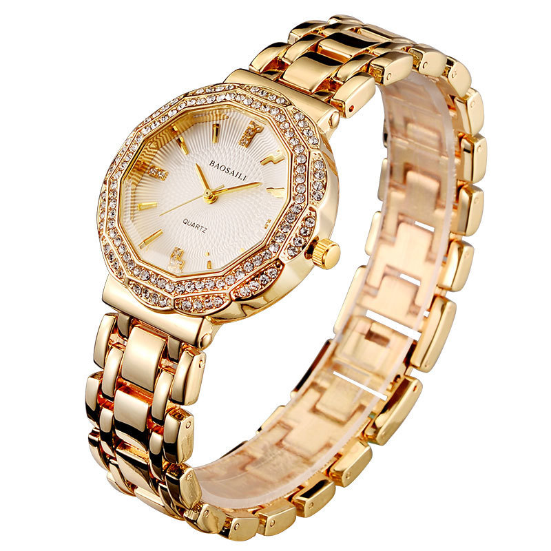 BAOSAILI Brand diamond Imitation Womens Watch Gold Quartz Wrist Watch