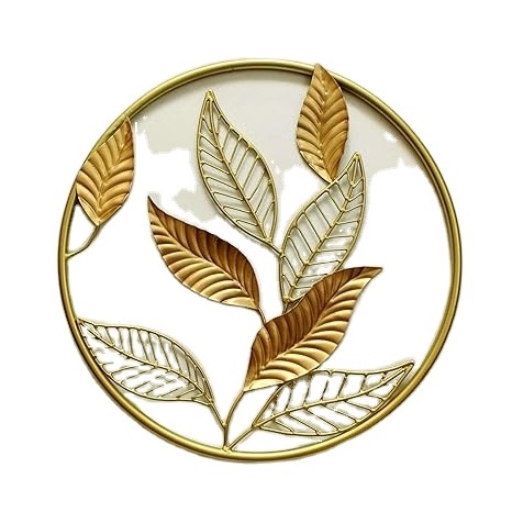 Round leaf frame wall art decor Gold