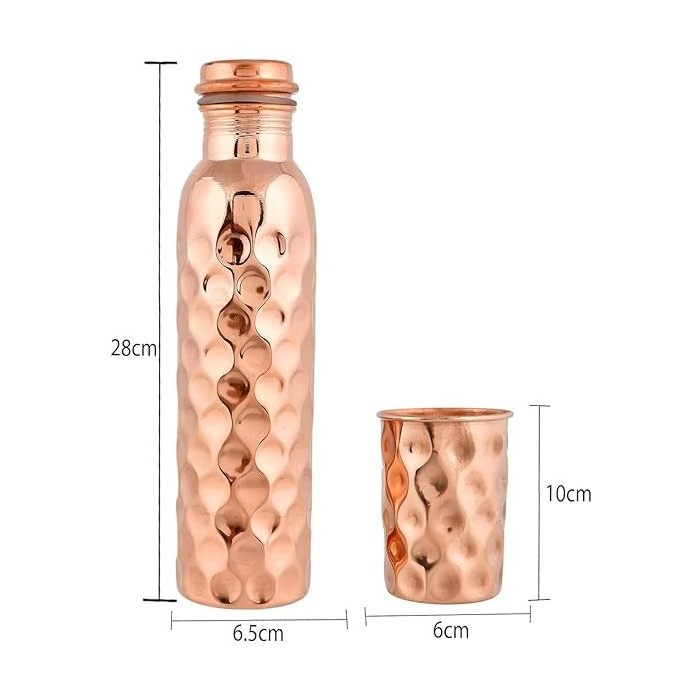 Metal Crafts Copper Drinking Water Bottle With 2 glass 100% Purity