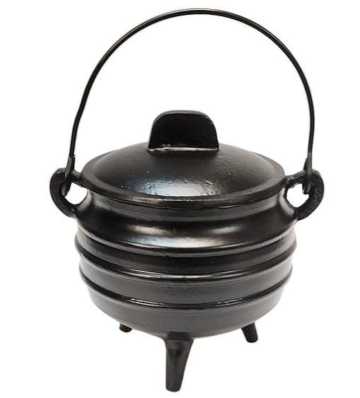 Cast Iron Cauldron with handle & lid ideal for smudging incense burning