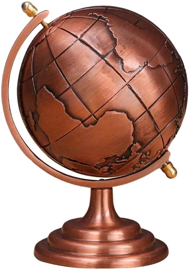 Decorative Globe on black Stand geography antique metal aluminium base custom design home decor