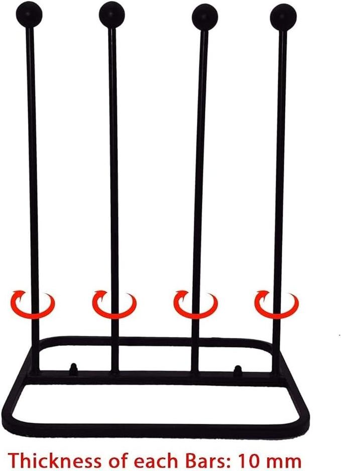 Cast Iron Storage & Stand For Wellie - Metal Holder for 2 Pairs - Indoor & Outdoor - Boots Rack (Black)