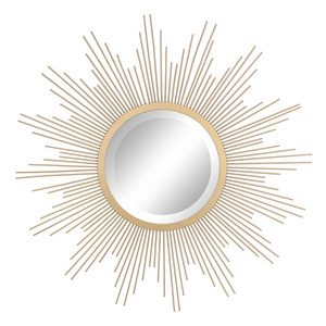 Wire Customized Round Cheval Glass Framed Mirror Decorative Idea Elegant Wall Mounted Framed mirror Gold Plated On Sale